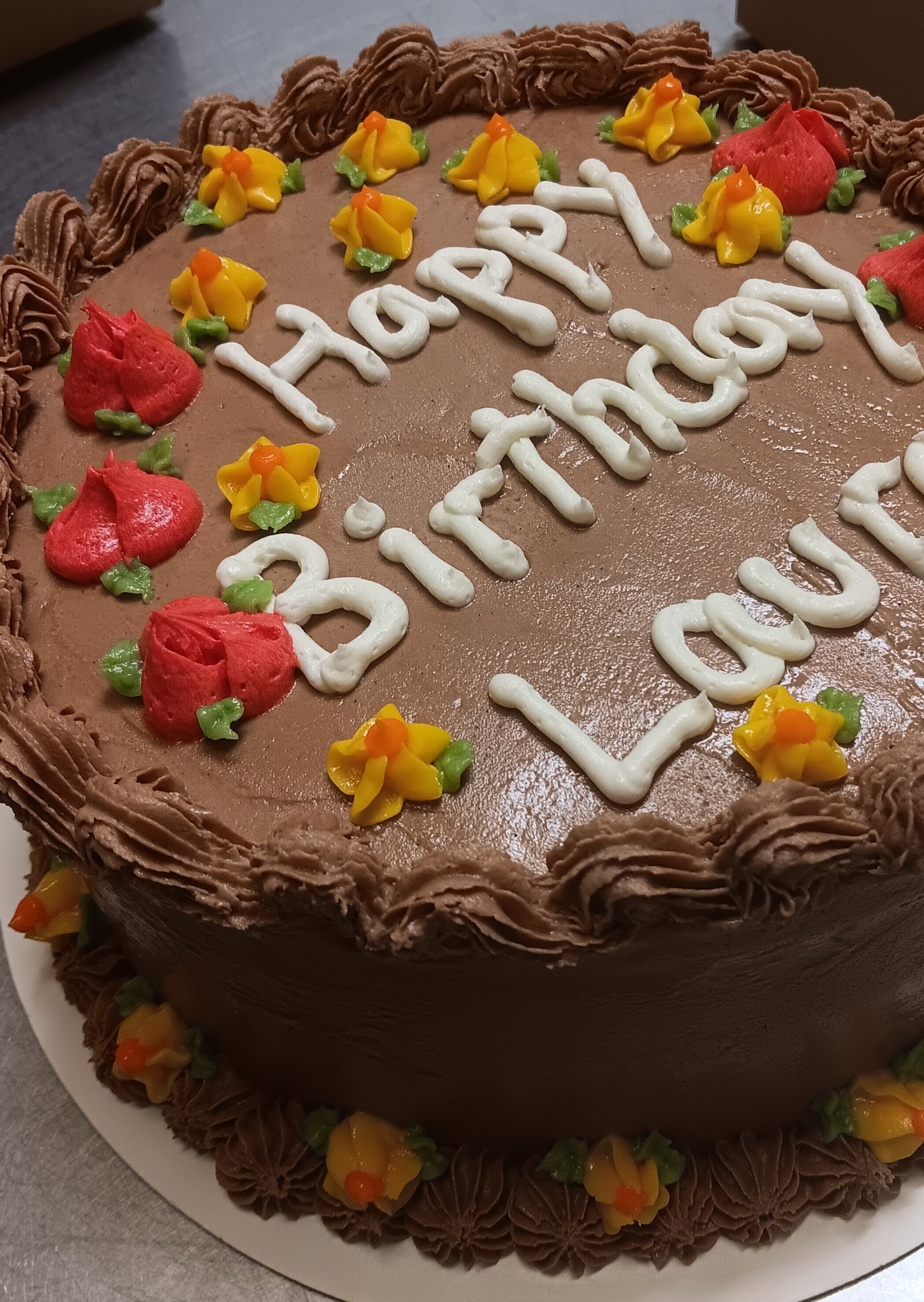 8 inch Round layered cake decorated to suit