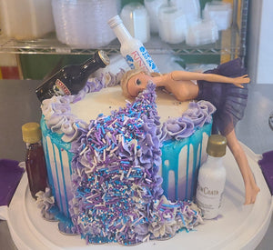 8 inch Round layered cake decorated to suit